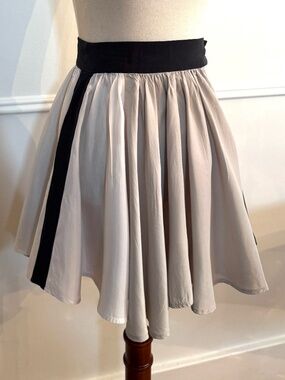 alice McCALL Gray Black Colorblock Gathered Flared Mini Skirt Side Stripe XXS